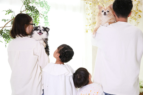 ペットと一緒に撮影した家族写真例